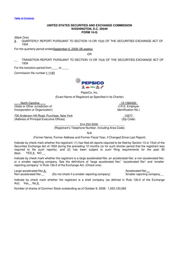 Miniature Pepsico 10-Q Rapport trimestriel  