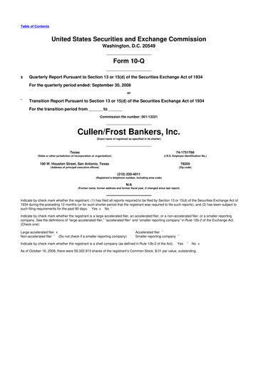 Thumbnail Cullen/Frost Bankers 10-Q Quarterly Report FY 