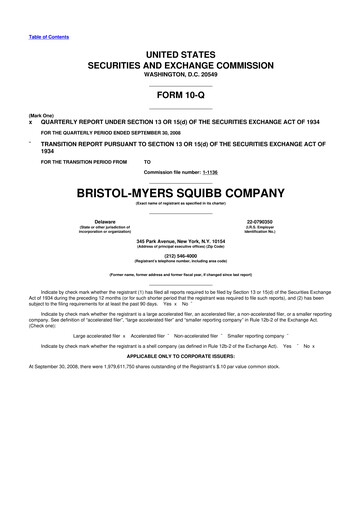 Thumbnail Bristol-Myers Squibb 10-Q Quarterly Report FY 