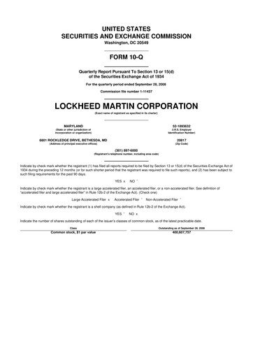 Thumbnail Lockheed Martin 10-Q Quarterly Report FY 