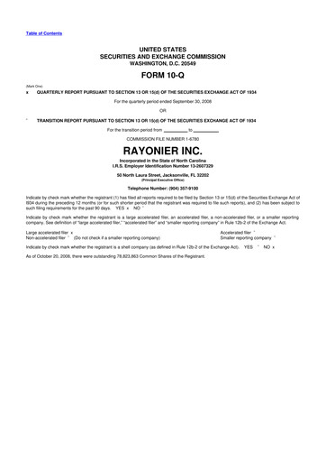 Thumbnail Rayonier 10-Q Quarterly Report FY 