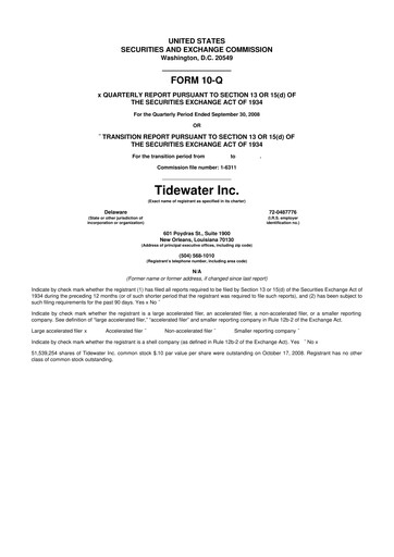 Thumbnail Tidewater 10-Q Quarterly Report FY 