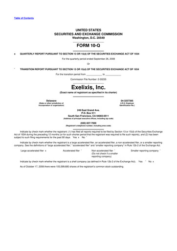 Thumbnail Exelixis 10-Q Quarterly Report FY 