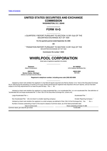 Thumbnail Whirlpool 10-Q Quarterly Report FY 