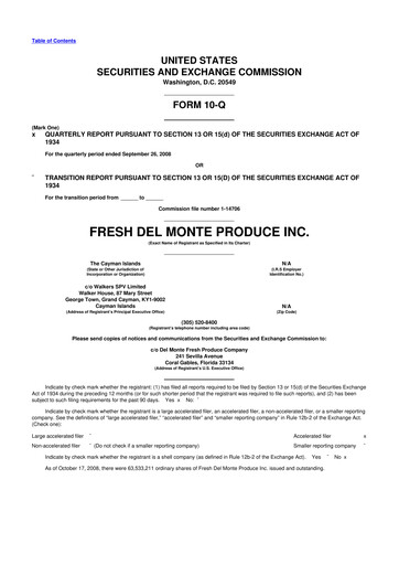 Thumbnail Fresh Del Monte Produce
 10-Q Quarterly Report FY 