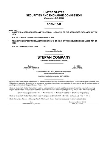 Thumbnail Stepan Company
 10-Q Quarterly Report FY 