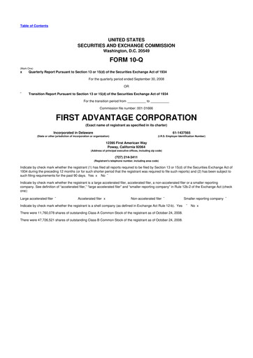 Miniature First Advantage 10-Q Rapport trimestriel  