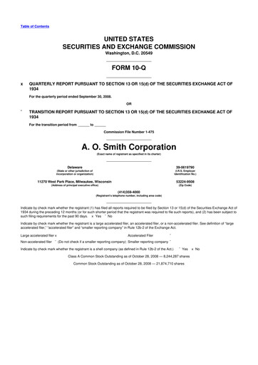 Thumbnail A. O. Smith 10-Q Quarterly Report FY 