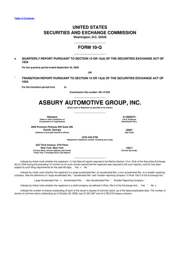 Miniature Asbury Automotive Group 10-Q Rapport trimestriel  
