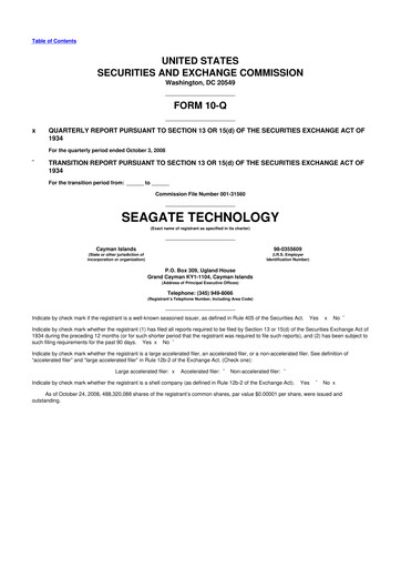 Thumbnail Seagate Technology 10-Q Quarterly Report FY 