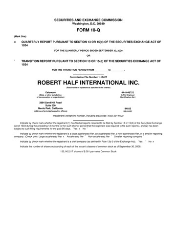 Miniature Robert Half 10-Q Rapport trimestriel  