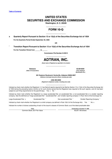Thumbnail ADTRAN 10-Q Quarterly Report FY 