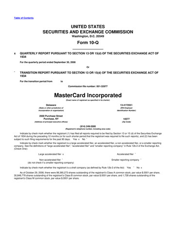 Vorschaubild Mastercard 10-Q Quartalsbericht  