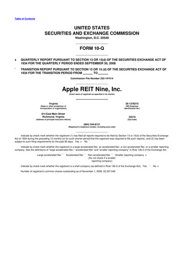 Thumbnail Apple Hospitality REIT
 10-Q Quarterly Report FY 