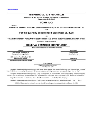 Miniature General Dynamics 10-Q Rapport trimestriel  