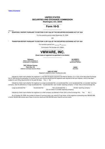 Miniature Vmware 10-Q Rapport trimestriel  