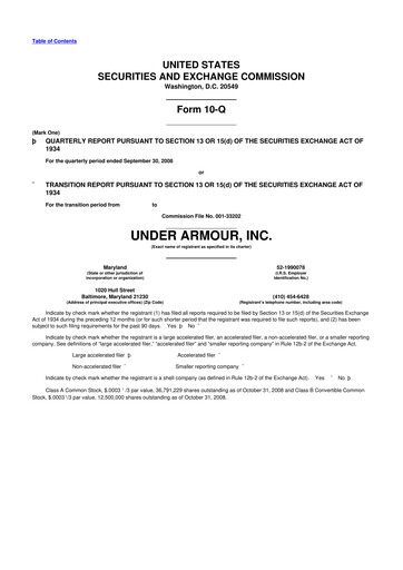 Vorschaubild Under Armour
 10-Q Quartalsbericht  