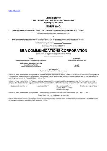 Miniature SBA Communications 10-Q Rapport trimestriel  