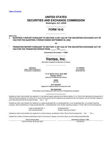 Miniature Ventas 10-Q Rapport trimestriel  