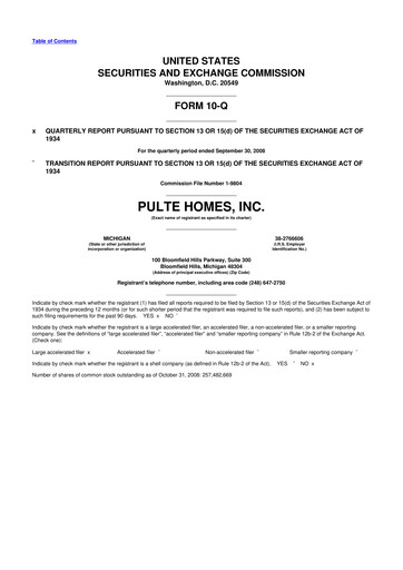 Vorschaubild PulteGroup 10-Q Quartalsbericht  