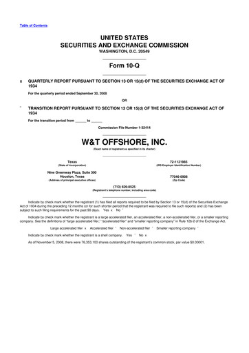 Thumbnail W&T Offshore 10-Q Quarterly Report FY 