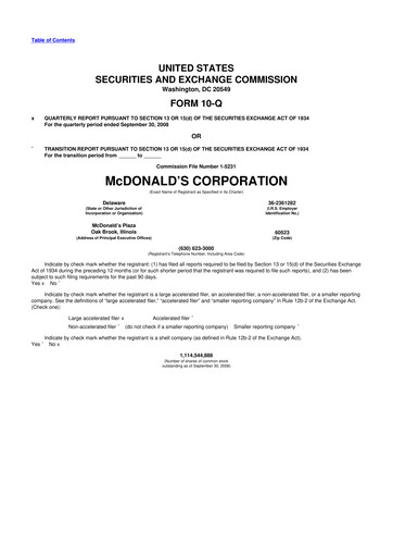 Thumbnail McDonald 10-Q Quarterly Report FY 