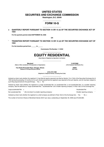 Thumbnail Equity Residential
 10-Q Quarterly Report FY 