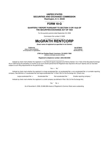 Thumbnail McGrath RentCorp
 10-Q Quarterly Report FY 