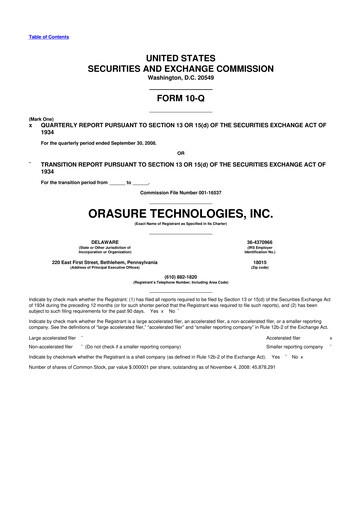 Thumbnail OraSure Technologies 10-Q Quarterly Report FY 