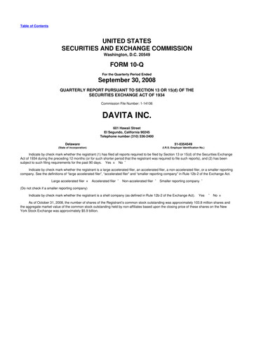 Thumbnail DaVita 10-Q Quarterly Report FY 