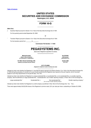 Thumbnail Pegasystems 10-Q Quarterly Report FY 