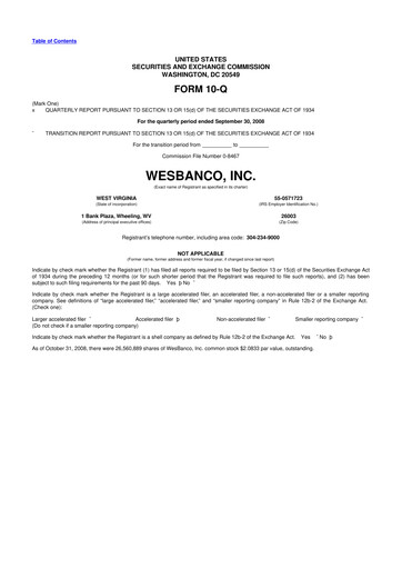 Miniature WesBanco 10-Q Rapport trimestriel  