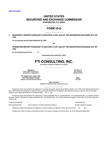 Thumbnail FTI Consulting 10-Q Quarterly Report FY 