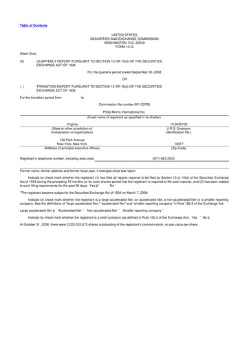 Miniature Philip Morris International 10-Q Rapport trimestriel  