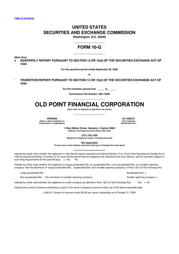 Thumbnail Old Point Financial 10-Q Quarterly Report FY 