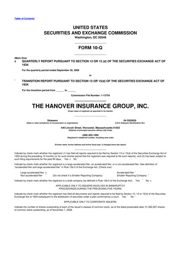 Thumbnail Hanover Insurance Group 10-Q Quarterly Report FY 