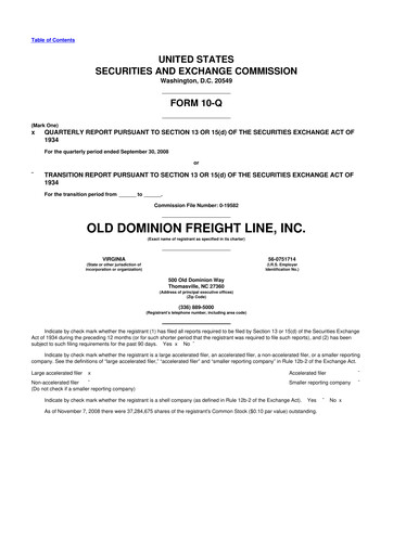 Thumbnail Old Dominion Freight Line
 10-Q Quarterly Report FY 