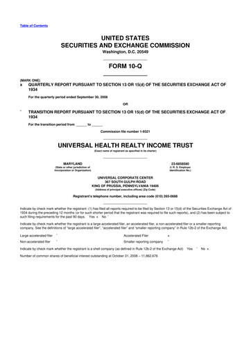 Vorschaubild Universal Health Realty Income Trust 10-Q Quartalsbericht  
