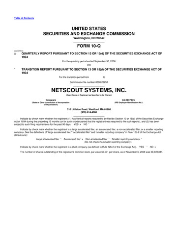 Thumbnail NETSCOUT 10-Q Quarterly Report FY 
