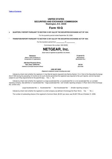 Miniature NETGEAR 10-Q Rapport trimestriel  