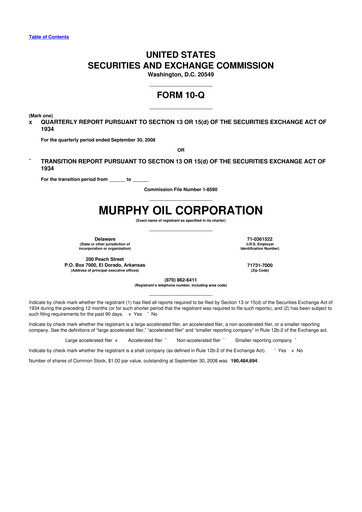 Thumbnail Murphy Oil
 10-Q Quarterly Report FY 