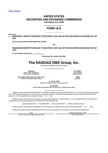 Thumbnail Nasdaq 10-Q Quarterly Report FY 