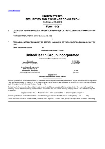 Thumbnail UnitedHealth 10-Q Quarterly Report FY 