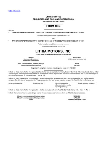 Vorschaubild Lithia Motors 10-Q Quartalsbericht  