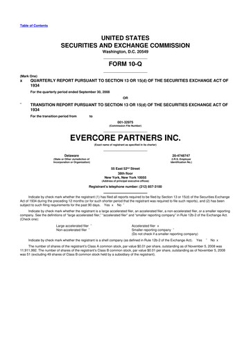 Miniature Evercore 10-Q Rapport trimestriel  