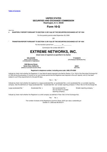 Thumbnail Extreme Networks
 10-Q Quarterly Report FY 