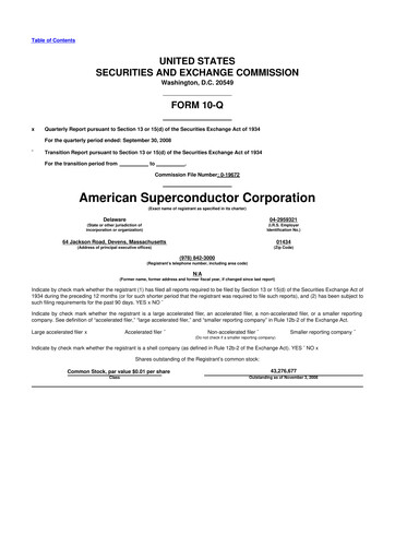 Vorschaubild American Superconductor Corporation 10-Q Quartalsbericht  