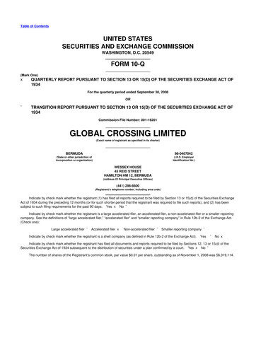 Thumbnail Global Crossing 10-Q Quarterly Report FY 