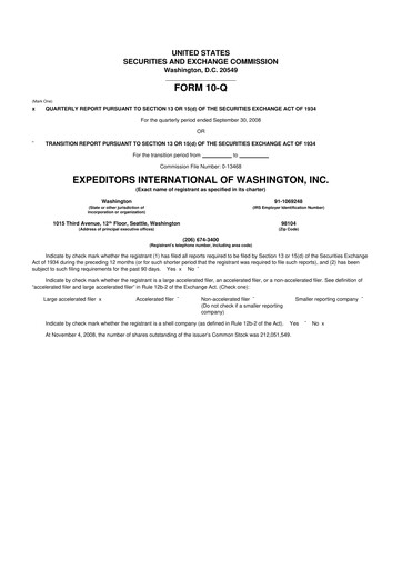 Thumbnail Expeditors International 10-Q Quarterly Report FY 