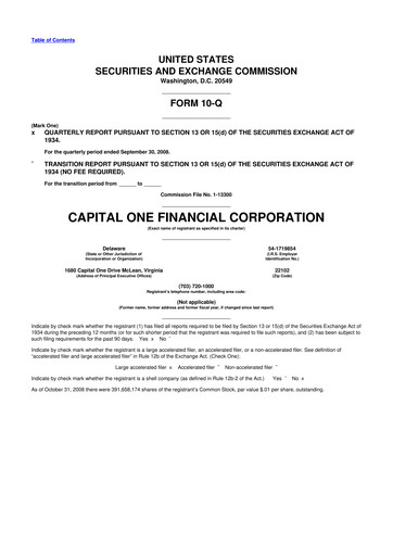 Thumbnail Capital One 10-Q Quarterly Report FY 